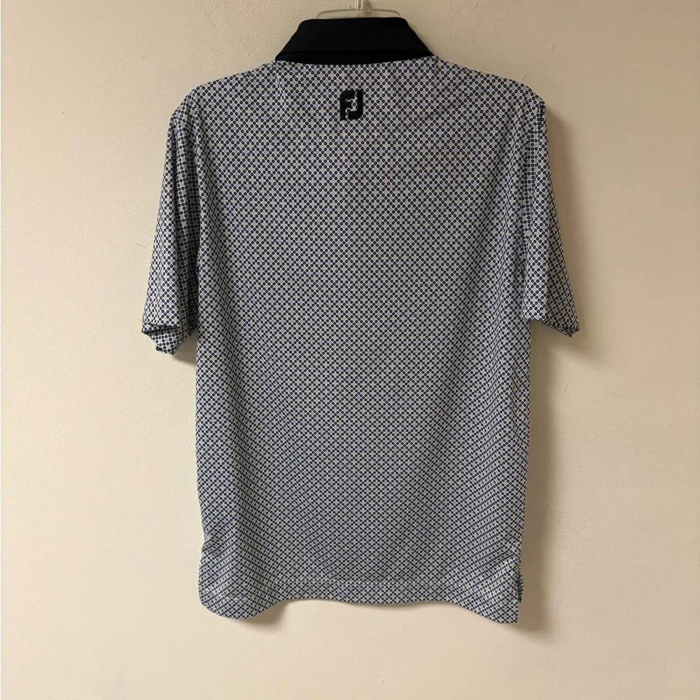 FootJoy Navy & White Patterned Polo Golf Shirt Short Sleeve Small - Picture 6 of 10